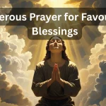 Prayer for favor divine breakthrough person praying with heavenly light