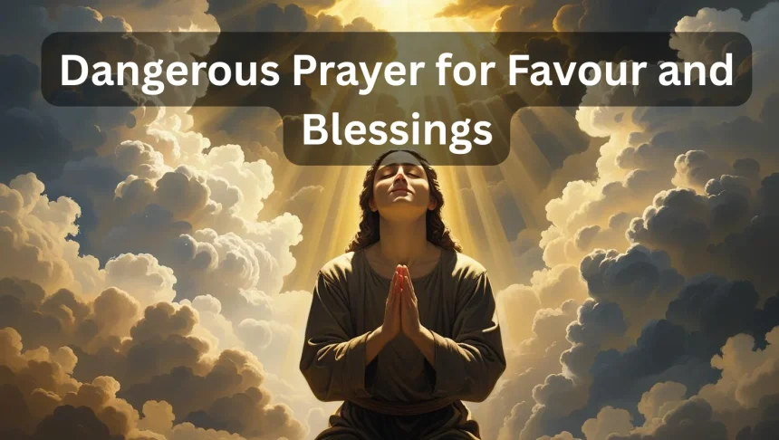 Prayer for favor divine breakthrough person praying with heavenly light