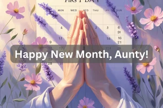 Happy new month prayers for aunty with hands in prayer and calendar