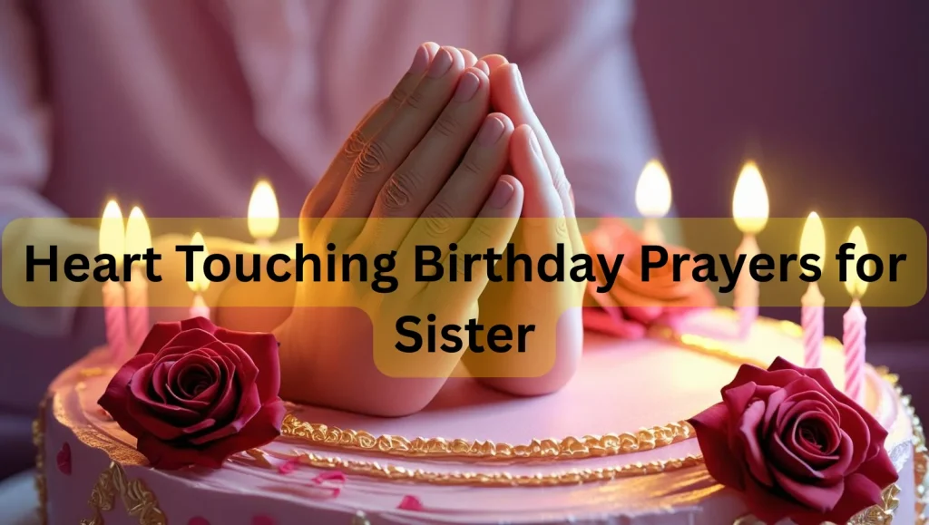Praying hands with candles showing heart touching birthday prayers for sister devotion