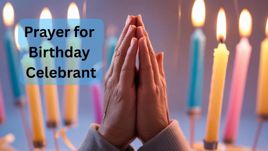 Prayer hands with birthday candles representing birthday celebrant blessings