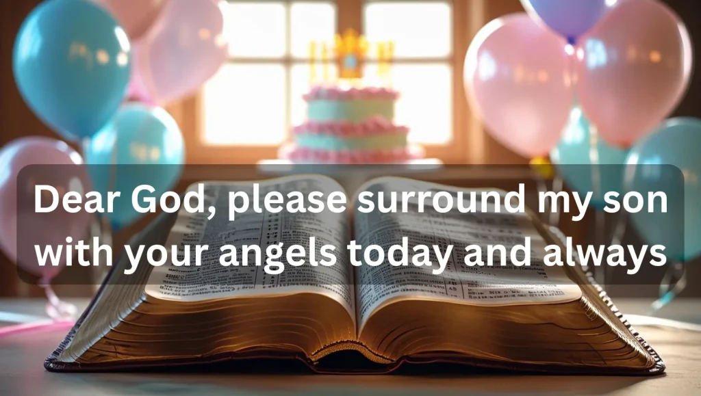 Open Bible with birthday prayer messages and soft lighting