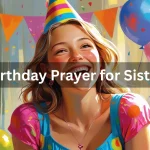 Two sisters hugging while praying together on birthday celebration with flowers