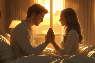 Couple holding hands in morning prayer good morning prayer for my wife bedroom sunrise