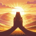 Good morning prayer for a friend with sunrise and praying hands