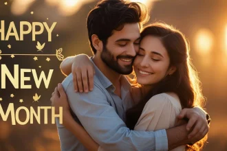 Happy new month messages for husband romantic couple embracing calendar
