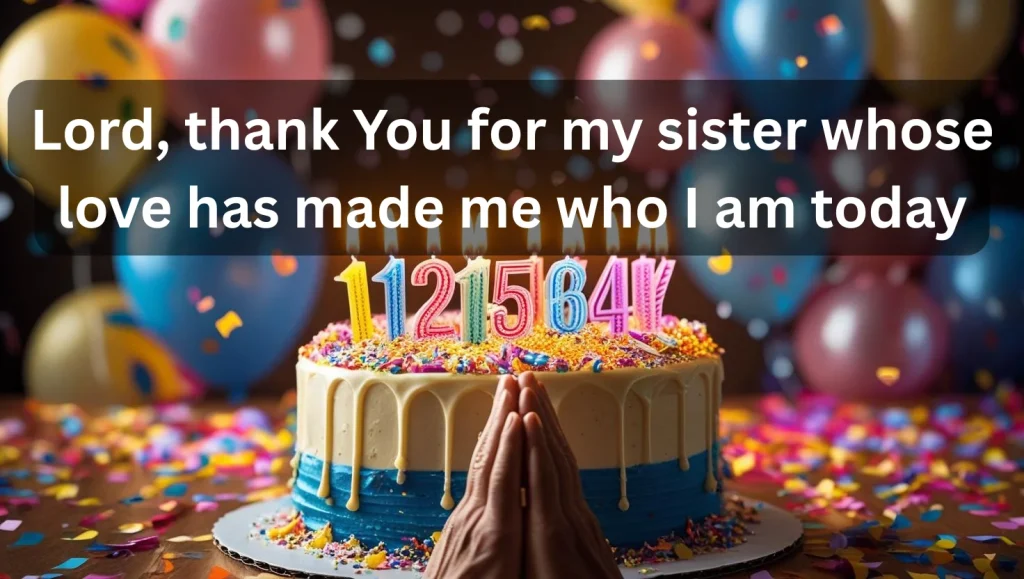 Heart touching birthday prayer message for sister with watercolor hearts background