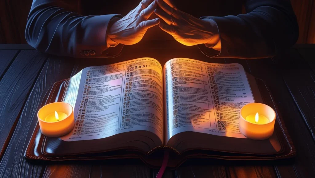Heartfelt birthday prayers for pastor with open Bible and prayer hands