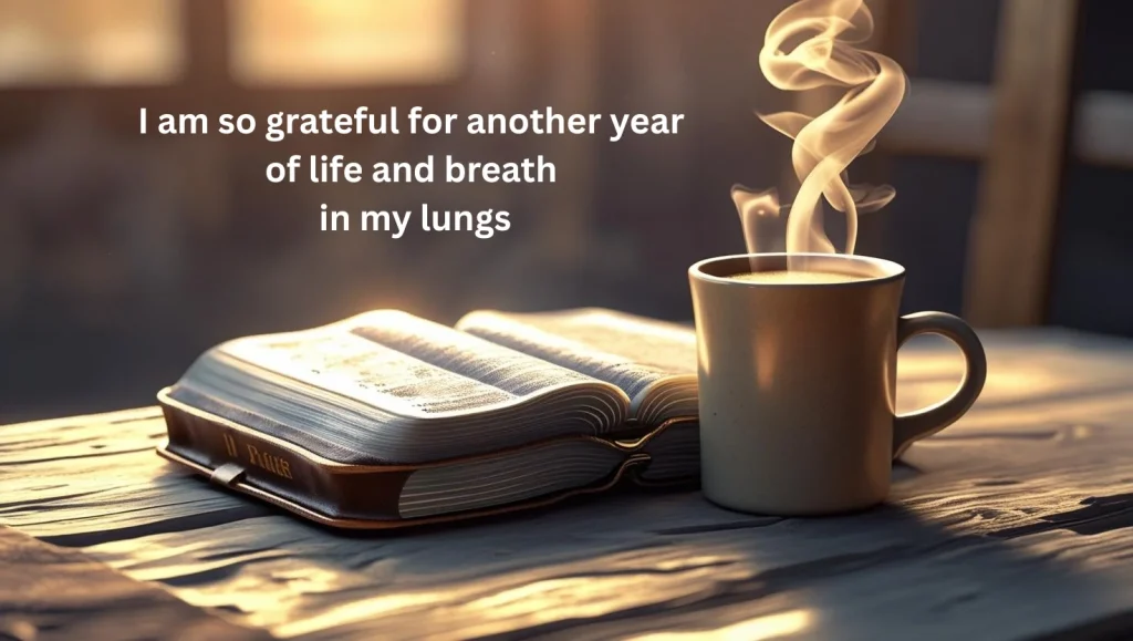Simple morning birthday prayer setup with Bible showing quick blessing prayers