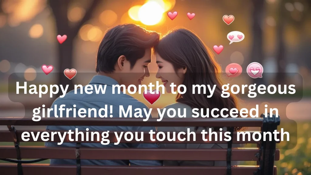 Romantic new month text messages for couples showing love and affection on smartphones