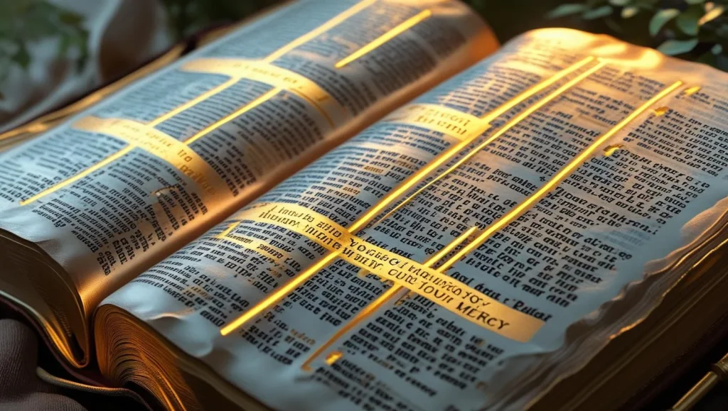 Open Bible highlighting scripture verses about God's mercy and compassion