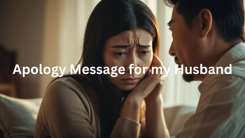 Woman apologizing to her husband during serious conversation about marriage reconciliation