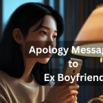 Woman writing apology message to ex boyfriend on phone late at night