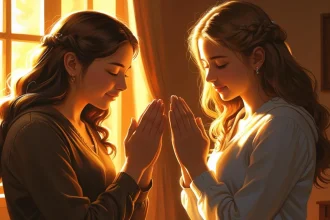 Birthday prayer for female friend with two women praying together