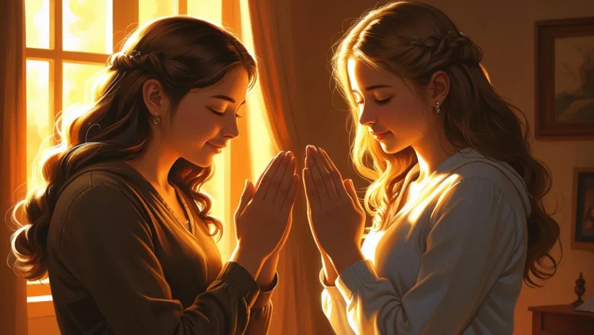 Birthday prayer for female friend with two women praying together