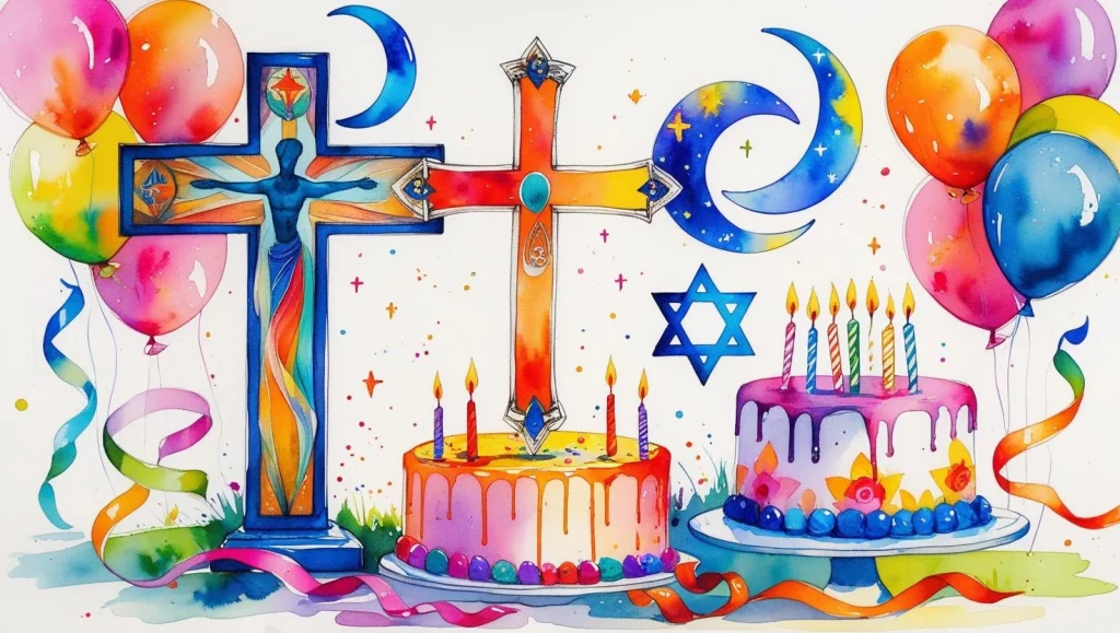 Birthday prayer wishes Islamic and multi faith options with religious symbols