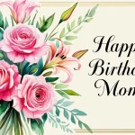 Birthday wishes for mom card with flowers and heartfelt message