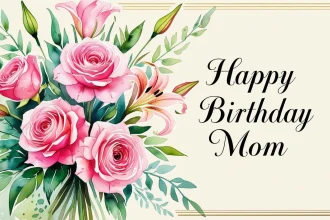 Birthday wishes for mom card with flowers and heartfelt message