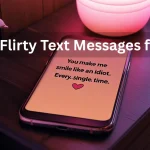 Cute flirty text messages for him displayed on a smartphone screen