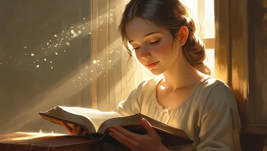 Hands raised in prayer toward bright future path representing daughter's divine purpose