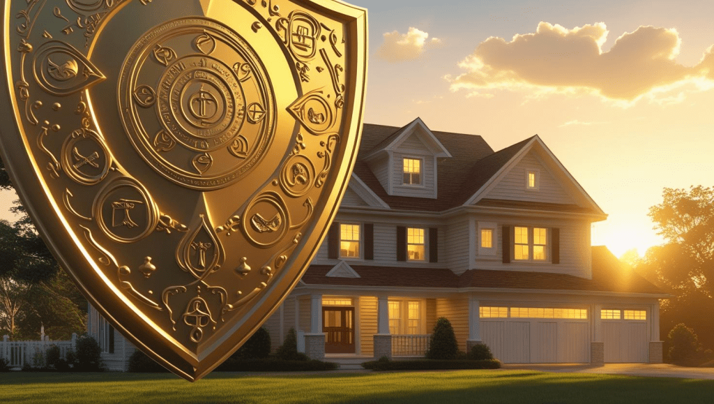 Divine shield protecting family home representing prayer points for family protection and safety