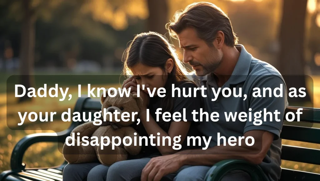 Father daughter conversation showing sincere apology and forgiveness moment