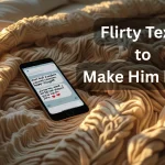 Flirty text message on phone screen that makes him blush