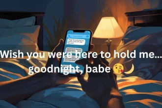 Flirty bedtime message for him on phone screen at night