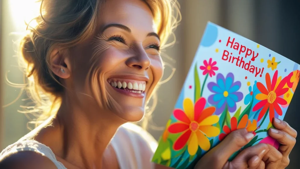 Funny birthday wishes for mom making mother laugh reading card
