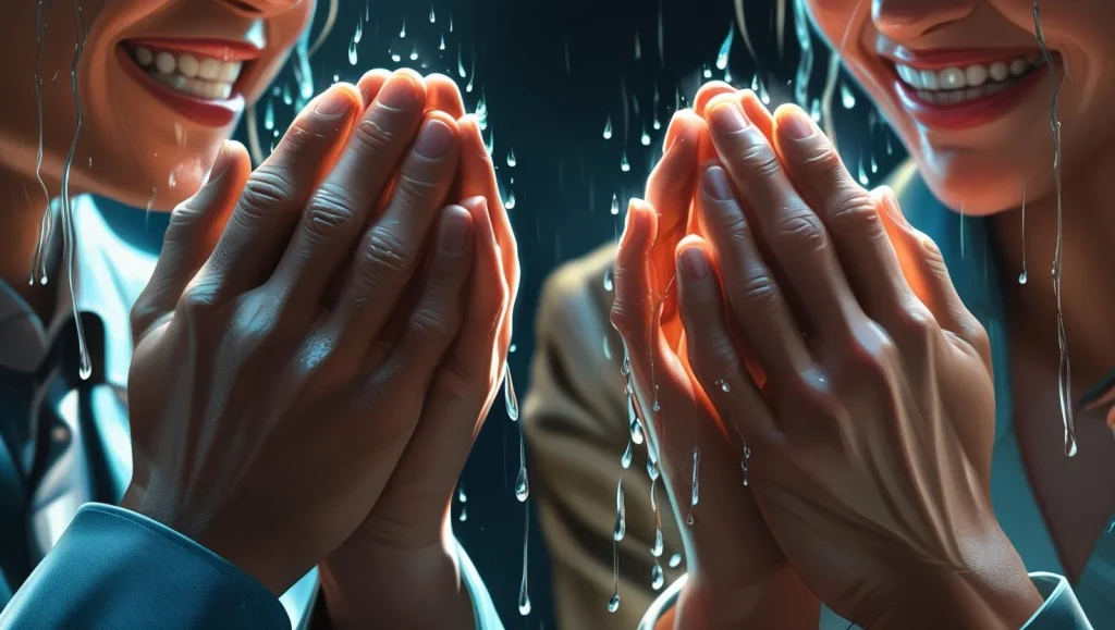 Hands holding in prayer position tears of joy romantic birthday prayer