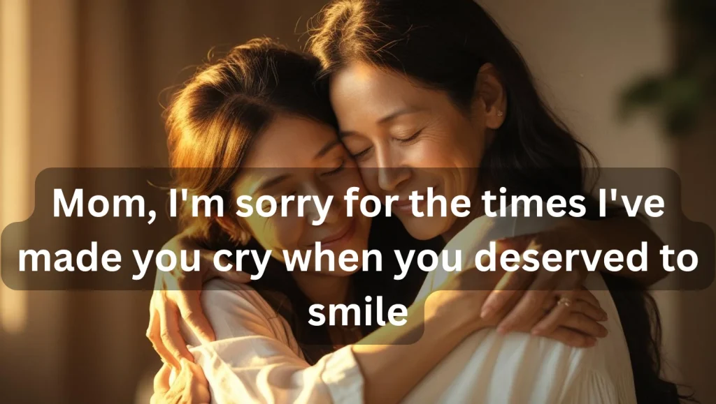 Sorry mom quotes from daughter with mother child silhouette