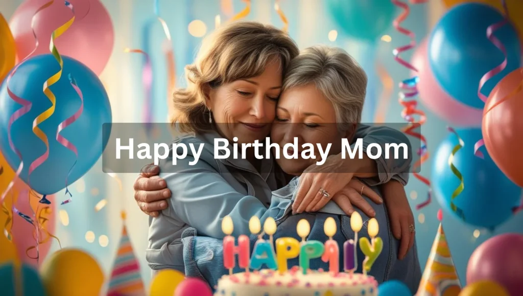 Happy birthday mom messages showing mother daughter embrace celebration