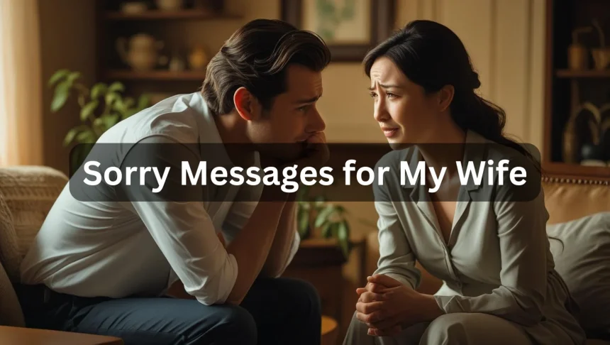 Husband apologizing to wife with sincere expression during marriage reconciliation