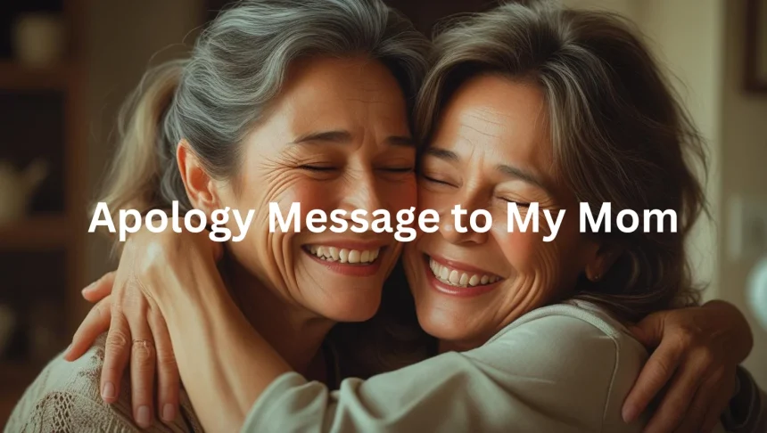 Mother and daughter hugging after apology message reconciliation