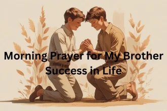 Two brothers praying together for success and blessings at sunrise