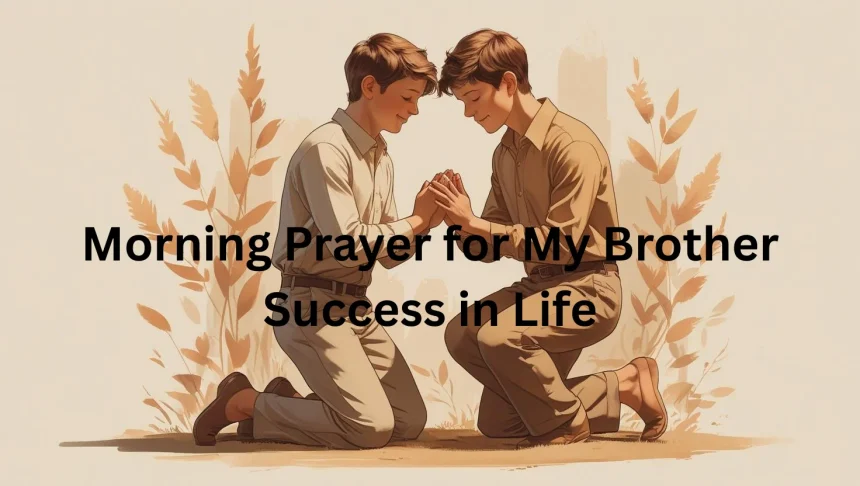 Two brothers praying together for success and blessings at sunrise
