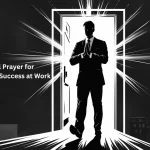 Woman praying for husband's career success with open doors representing workplace opportunities and breakthrough