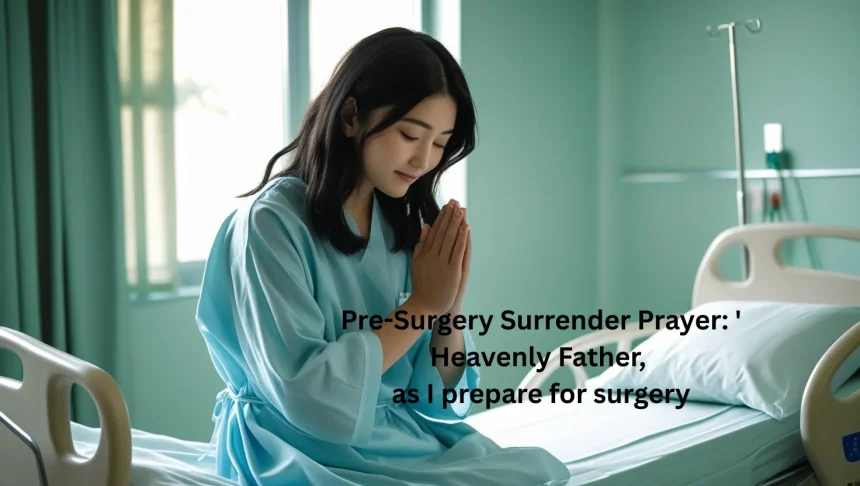Hands folded in prayer before surgery in hospital setting