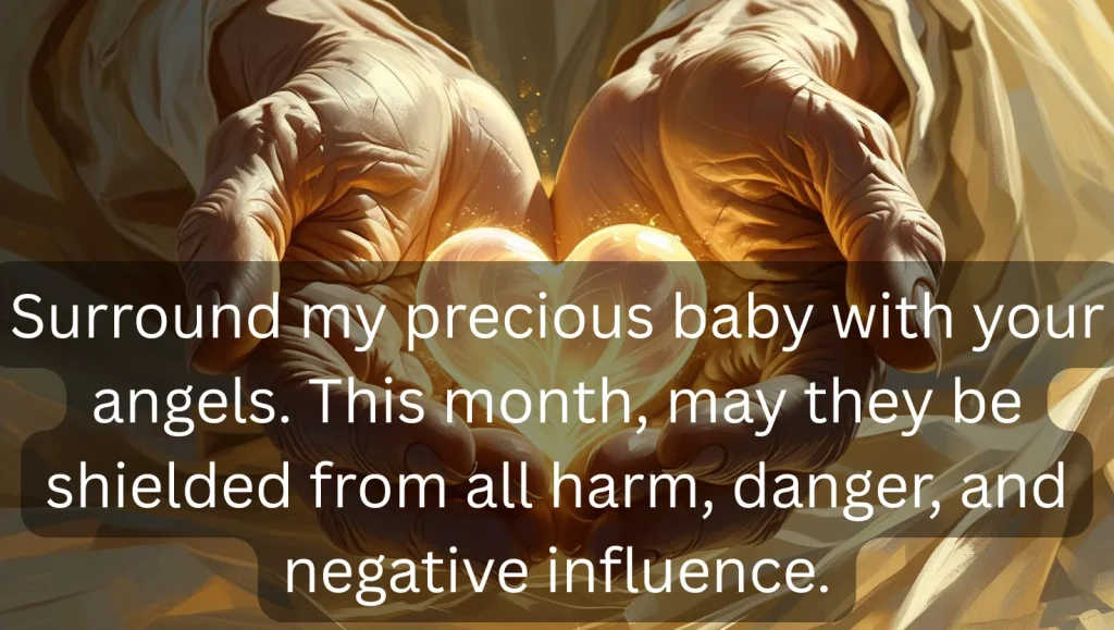Protective hands surrounding heart representing monthly blessing prayers for partner safety