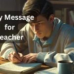 Student writing sorry message for teacher apology letter at school desk