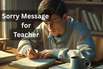 Student writing sorry message for teacher apology letter at school desk