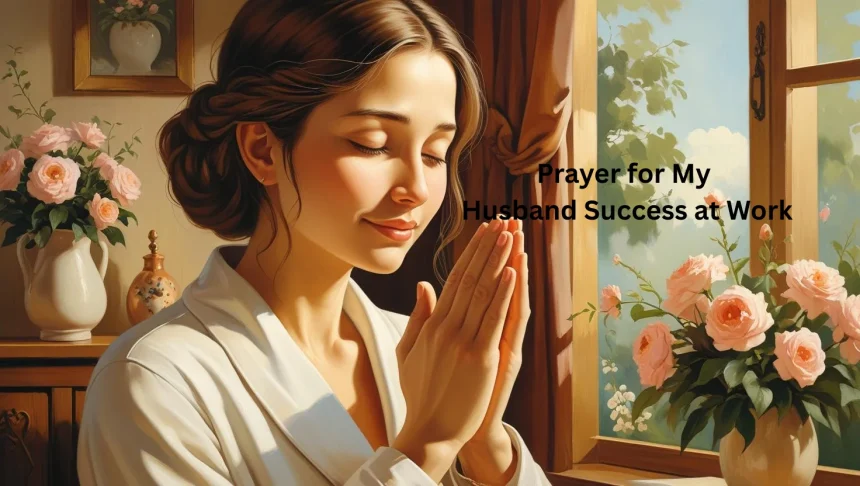 Woman praying for husband success and protection in morning light